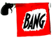 Prank gun with “BANG” flag