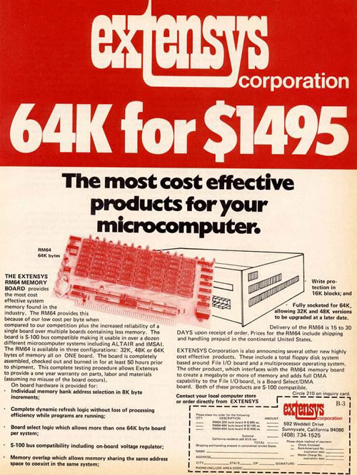 Preview of old computer magazine ad: “64K for $1495″