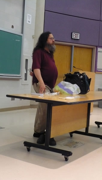 Richard M. Stallman making his presentation at the Kaneff Centre, University of Toronto Mississauga Campus