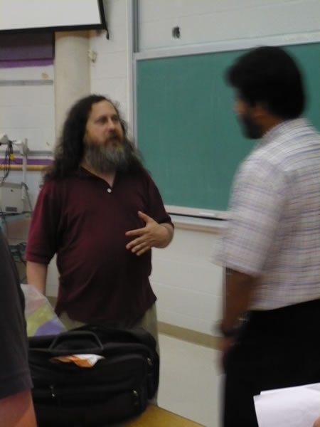 Richard M. Stallman making his presentation at the Kaneff Centre, University of Toronto Mississauga Campus