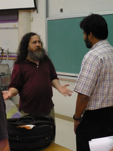 Richard M. Stallman making his presentation at the Kaneff Centre, University of Toronto Mississauga Campus