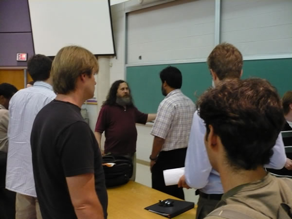 Richard M. Stallman making his presentation at the Kaneff Centre, University of Toronto Mississauga Campus