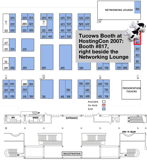 Map of HostingCon 2007 highlighting location of Tucows' booth