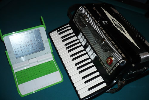 OLPC beside my accordion.