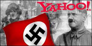 Yahoo logo with swastika flag and Hitler
