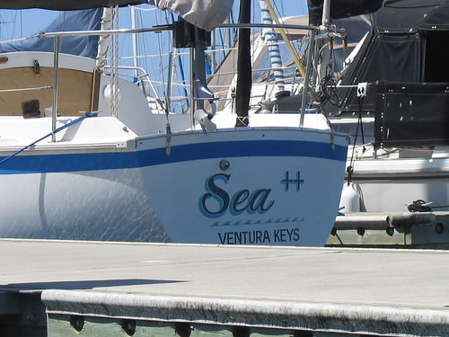 Sailboat with the name “Sea++”