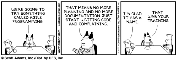 Dilbert comic on agile programming