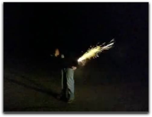 Guy with roman candle up his butt