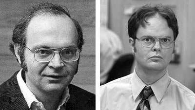 A younger Donald Knuth and Rainn Wilson, side by side.