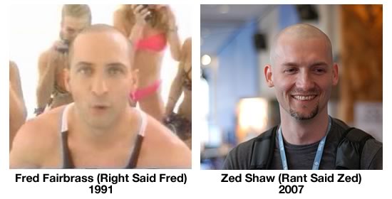 Fred Fairbrass and Zed Shaw, side by side. The resemblance is uncanny!
