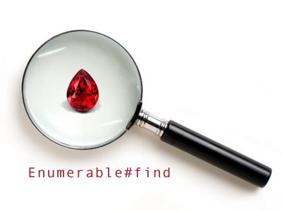 Enumerable#find: A magnifying glass focused on a ruby