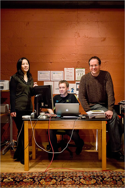 Jenny Lam, Hillel Cooperman and Walter Smith of the software company Jackson Fish Market.