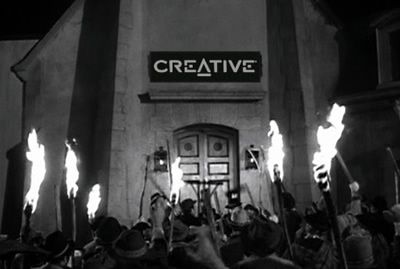 Villagers with pitchforks storming the Creative Labs castle