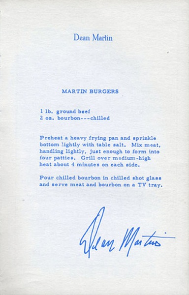 Dean Martin burger recipe