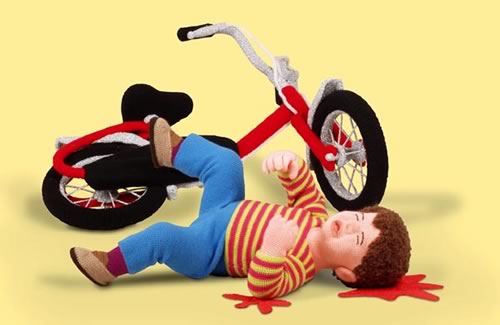 “Bicycle accident” clay figurine.