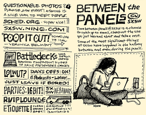 Between the Panels pages from Mike Rohdes’ SxSW notes