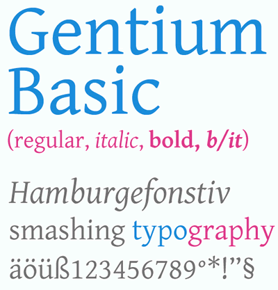 Gentium font sample