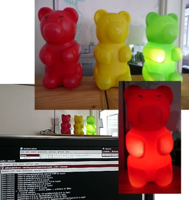 Last.fm\'s red, yellow and green \"build bears\"