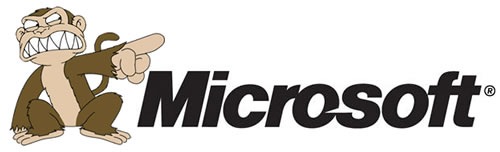 Microsoft logo, featuring the evil monkey from "Family Guy"