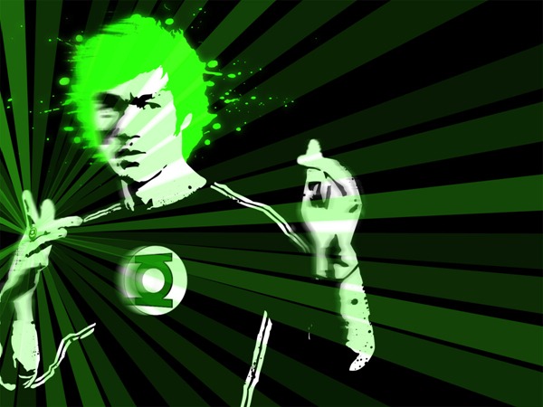 Green Dragon desktop, featuring Bruce Lee as a Green Lantern