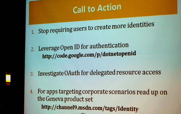 Colin Bowern's "Call to Action" slide