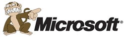 Microsoft logo with Evil Monkey from "Family Guy"