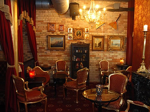 "Sitting room" area in Pravda Vodka Bar