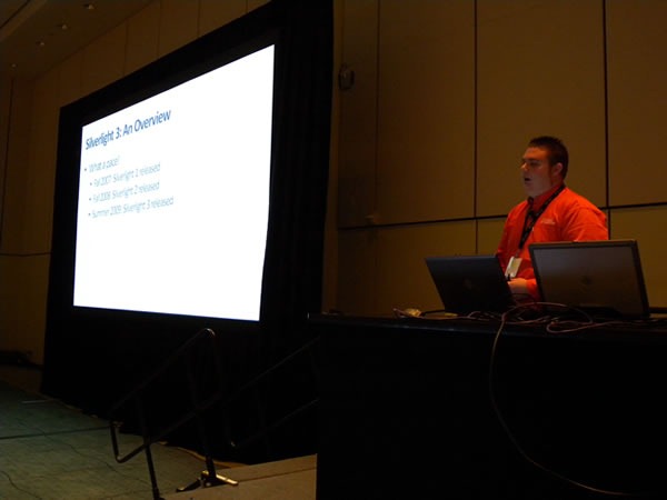 Cory Fowler doing his "What's New in Silverlight 3" presentation