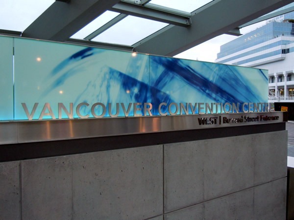 Sign: "Vancouver Convention Centre / West | Burrard Street Entrance"