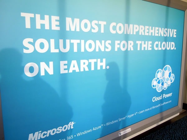 Ad in Vancouver Airport: "The most comprehensive solutions for cloud. On earth."
