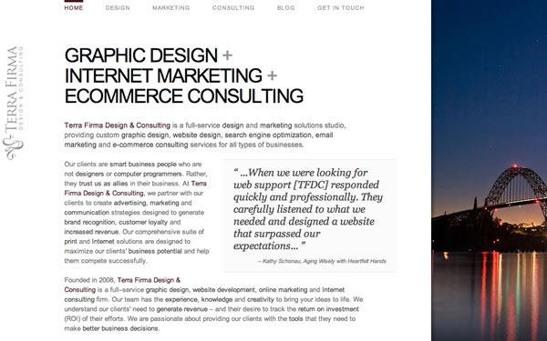 Screenshot of Terra Firma Design and Consulting's web page