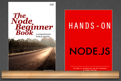 Covers of 'The Node Beginner Book' and 'Hands-On Node.js'