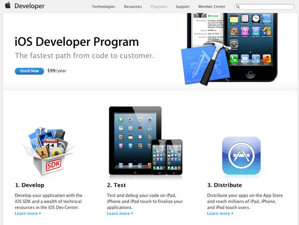 ios developer program enrollment page