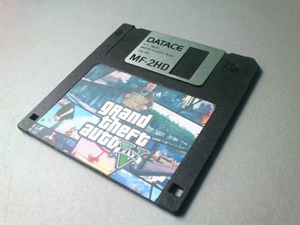 Grand Theft Auto V on a 3.5-inch diskette