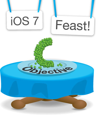 'iOS 7 Feast' table, featuring Objective-C