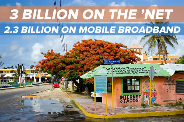 3 billion on the net most on mobile broadband