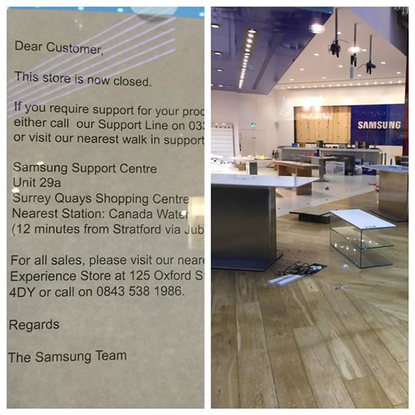 samsung london store closed