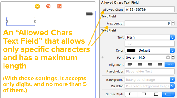 allowed chars text field