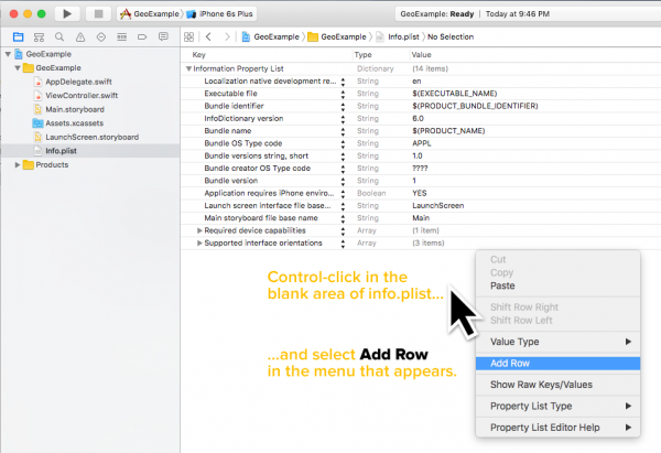 info plist geolocation setup 1