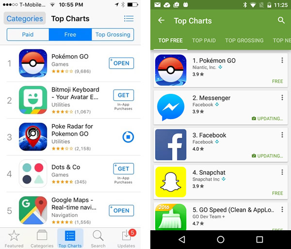 Pokemon Go Back In Top Five In App Store