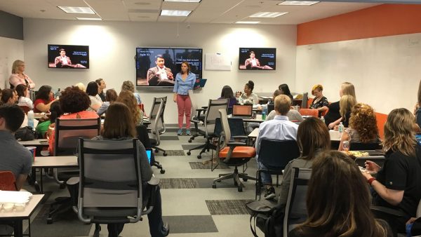 Photo: Betty Pierce speaks at the start of Women Who Code Tampa's 'All About Agile' meetup.