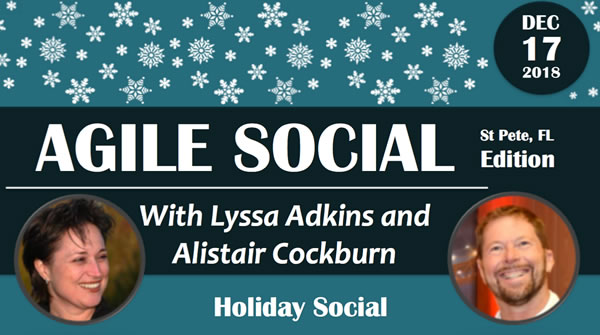 Graphic: Agile Social with Lyssa Adkins and Alistair Cockburn - Holiday Social - Dec 17