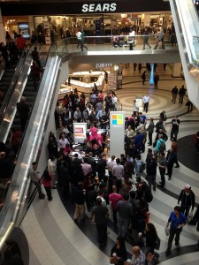 Microsoft's pop-up store at the Toronto Eaton Centre, seen from above