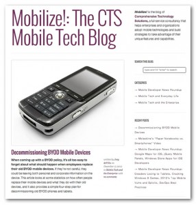 Screenshot of the "Mobilize!" blog