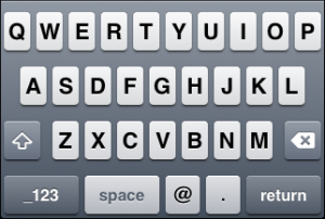 iOS "Email address" keyboard, default letter view