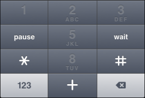 iOS "Phone pad" keyboard, alternate "star/pound/plus" key view