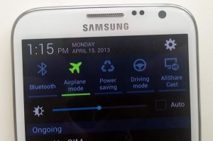 Samsung Phone showing 'Settings' screen, with Airplane Mode highlighted