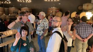 Even more people arrive at the “Coders, Creatives, and Craft Beer” meetup, 7venth Sun Brewery, Tampa, July 9, 2019.