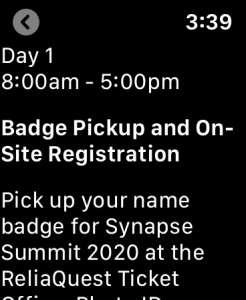 Screenshot showing details of an event.