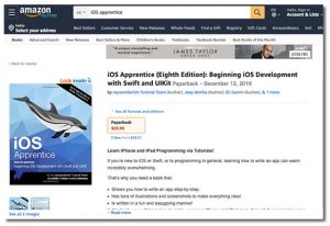 Screen capture of the Amazon.com page for “iOS Apprentice 8th edition”